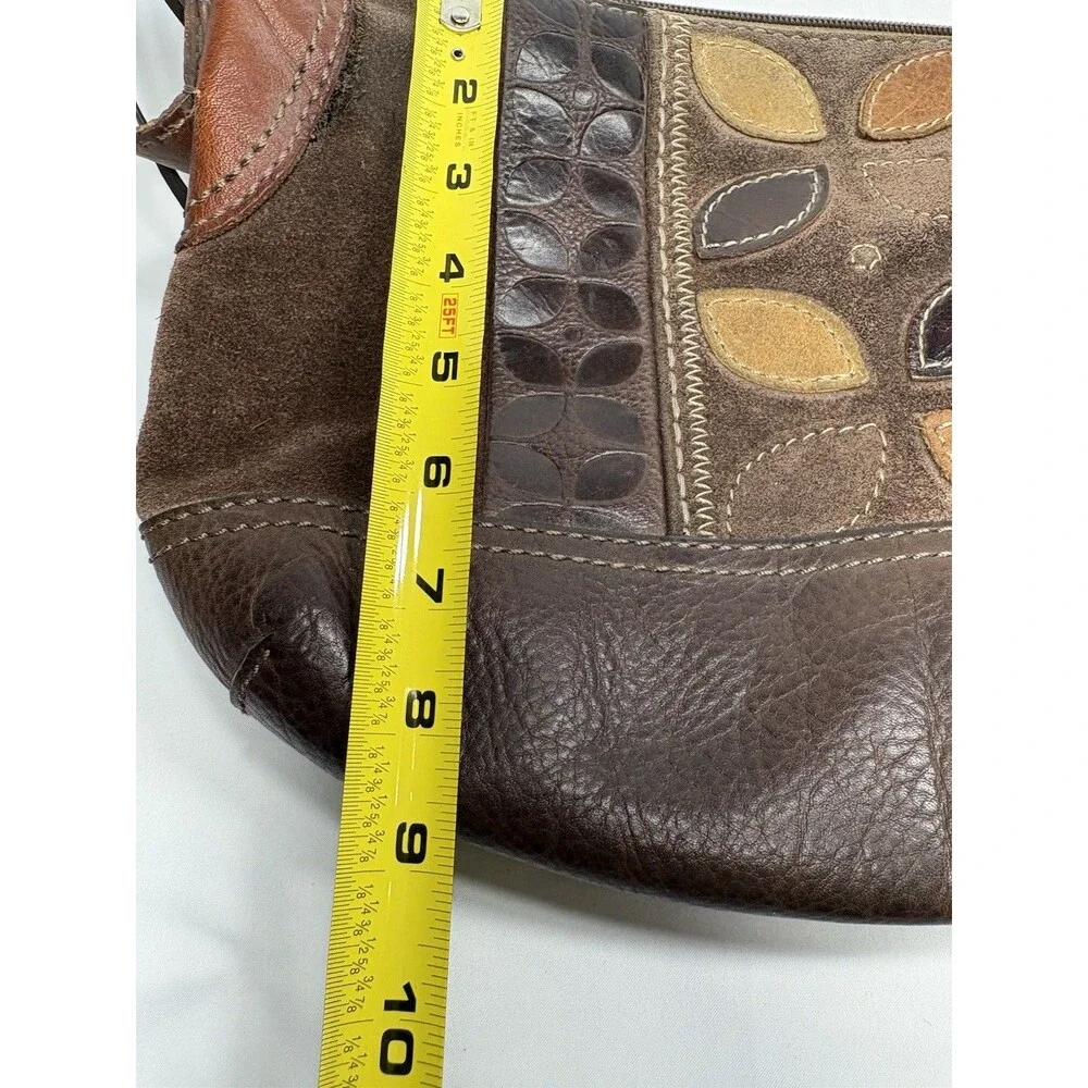 Fossil Women's Brown Suede Leather Solid Hobo Shoulder Handbags Purse One Size